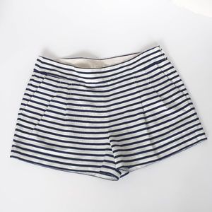 J Crew Nautical Navy Striped Linen Pleated Shorts